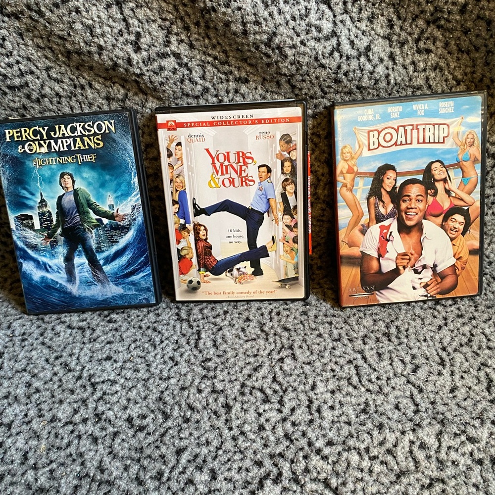 Set of 3 DVDs - Percy Jackson, Yours Mine & Ours, Boat Trip